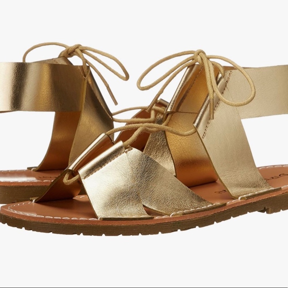 🌟 New Gold Gladiator Lace Up Sandals 🌟 - Picture 2 of 8